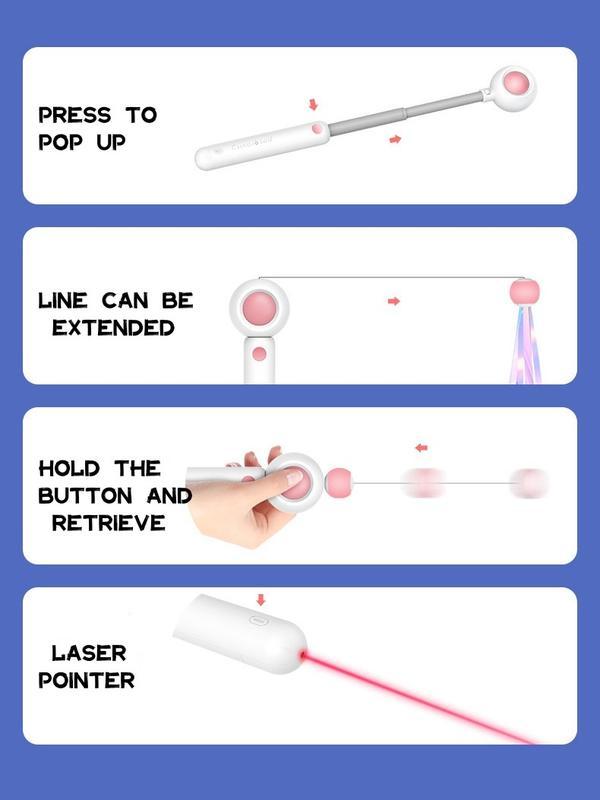 Retractable Cat Laser Teaser Wand with Toy Balls