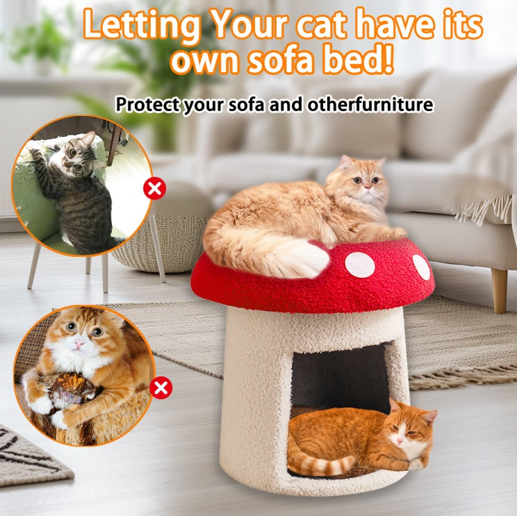 Red Umbrella Mushroom Cat Bed