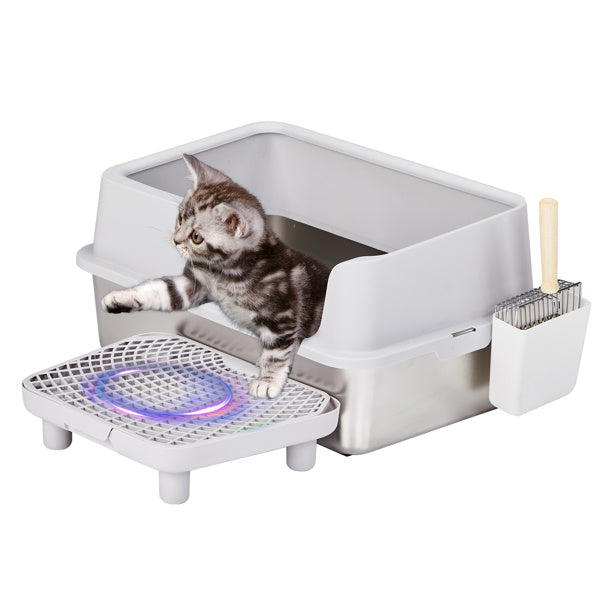 Snap-On Litter Box with Scoop – Grey