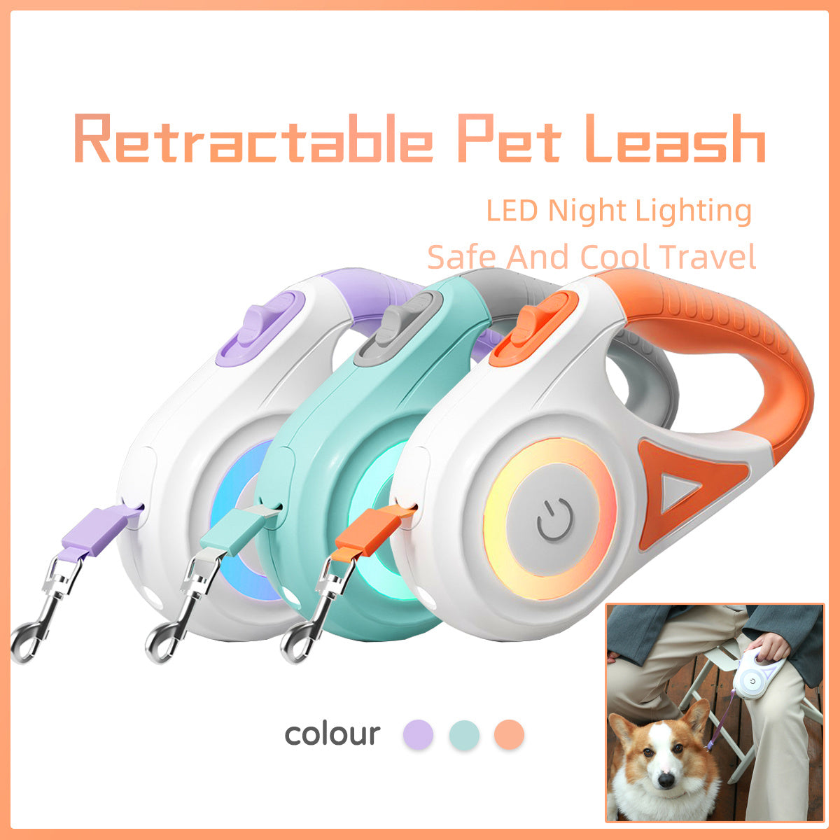 Retractable Pet Leash with Spotlight