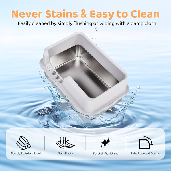 Snap-On Litter Box with Scoop – Grey