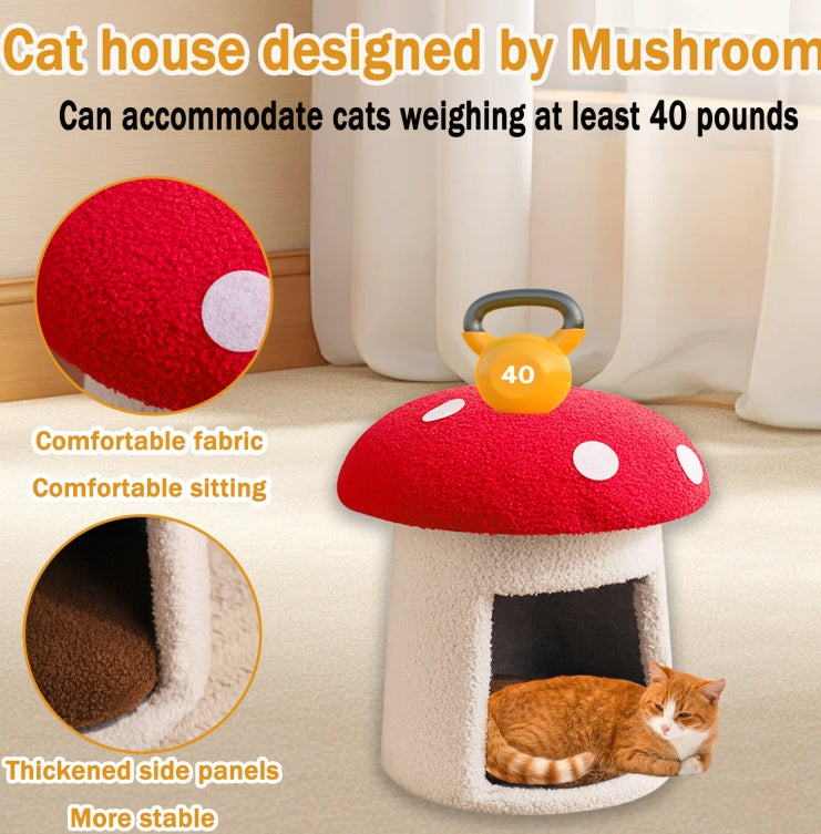Red Umbrella Mushroom Cat Bed