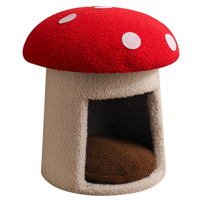Red Umbrella Mushroom Cat Bed