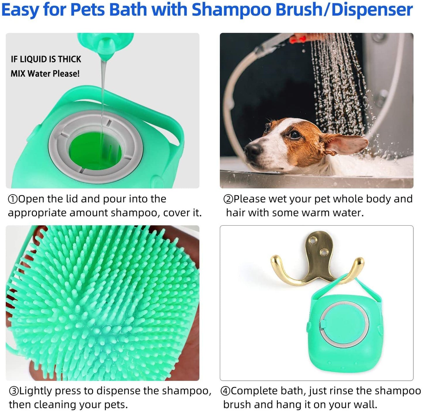Pet Shampoo Massager & Grooming Brush