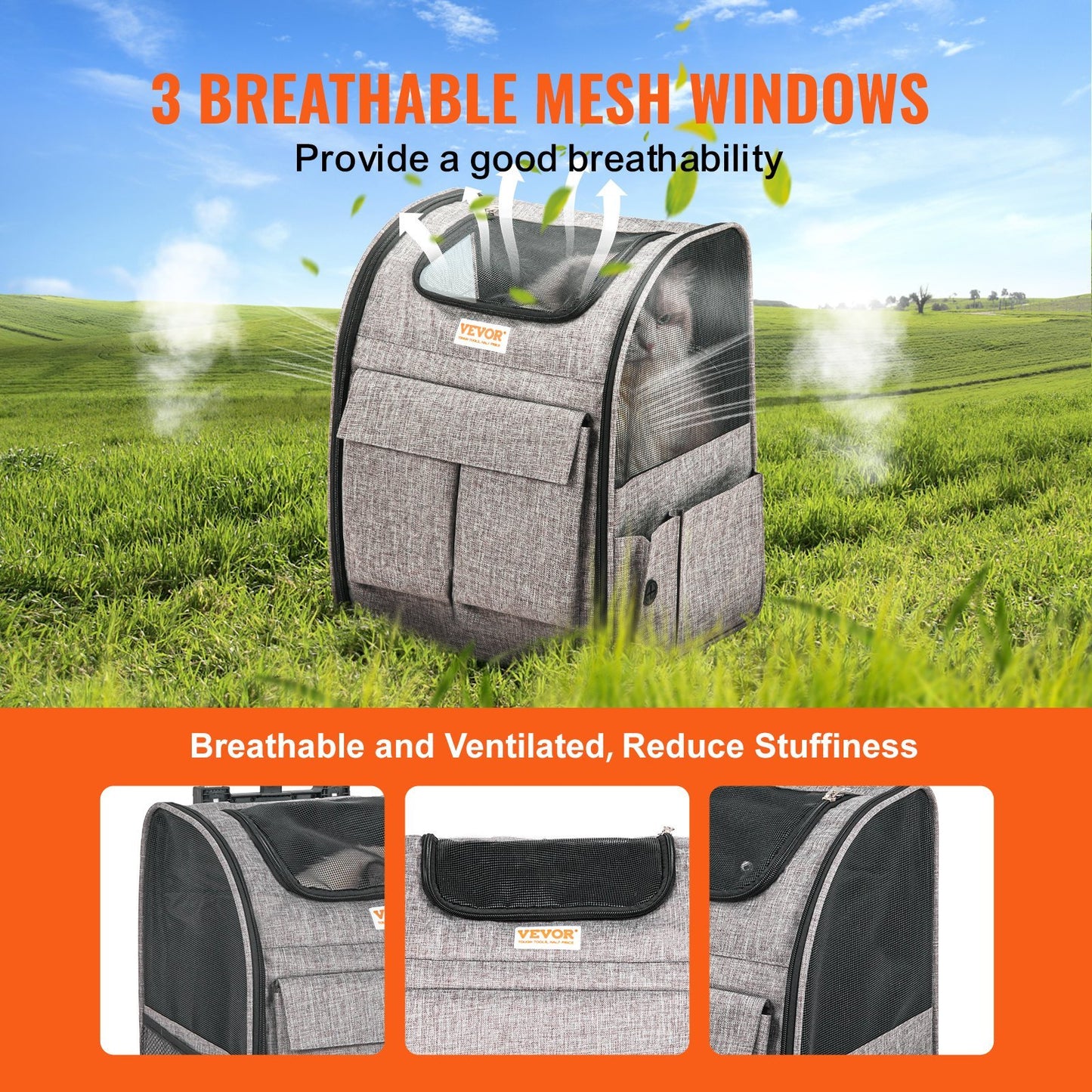 Rolling Pet Carrier Backpack with Wheels