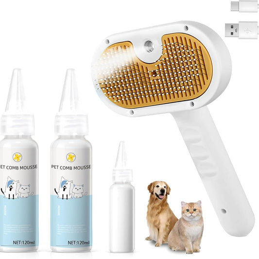 3‑in‑1 Pet Steam Brush with Waterless Shampoo