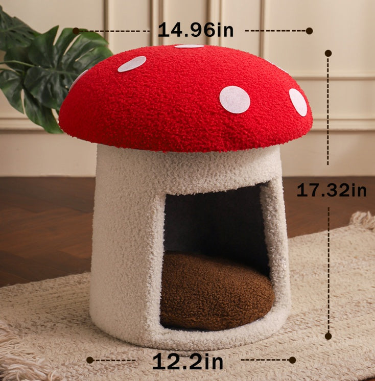 Red Umbrella Mushroom Cat Bed
