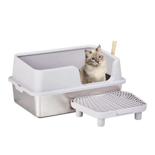 Snap-On Litter Box with Scoop – Grey