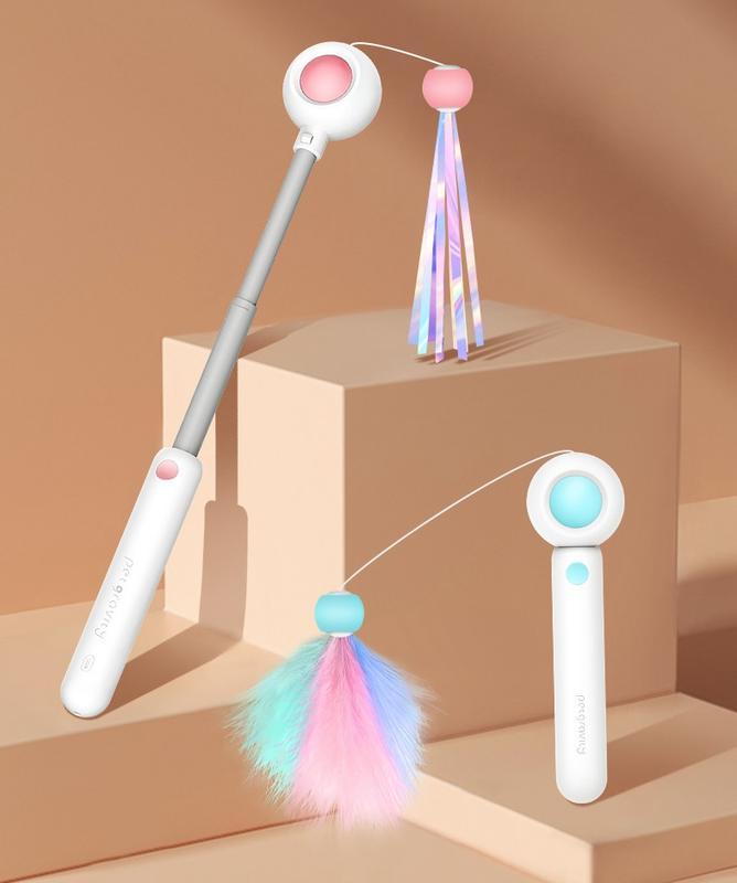 Retractable Cat Laser Teaser Wand with Toy Balls