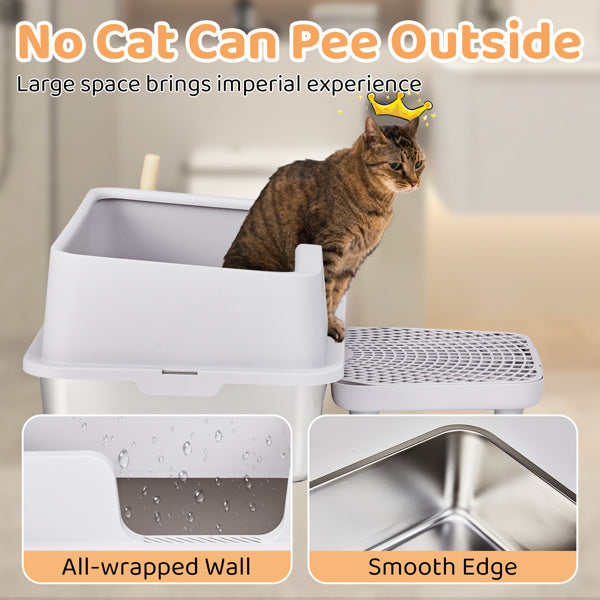 Snap-On Litter Box with Scoop – Grey