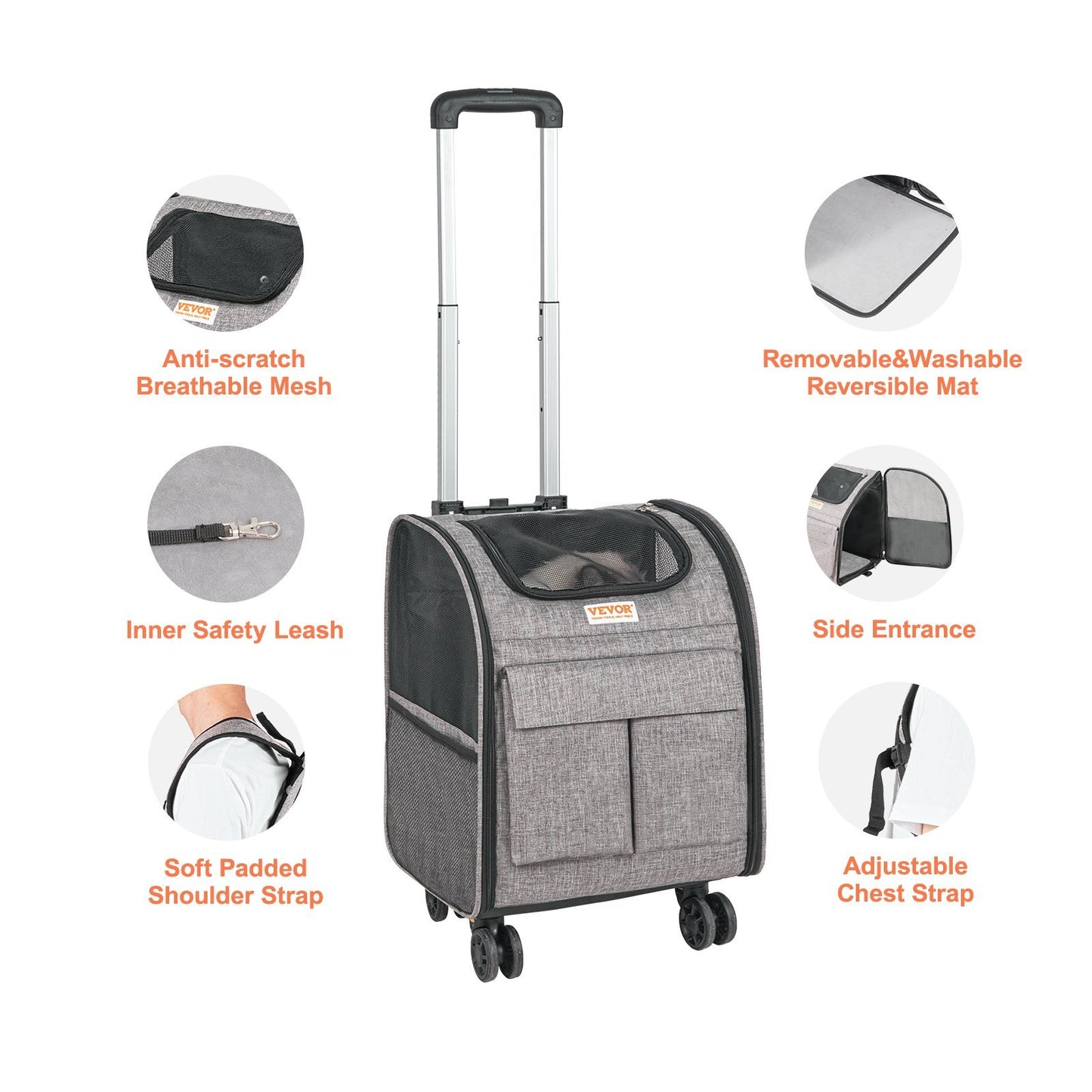 Rolling Pet Carrier Backpack with Wheels